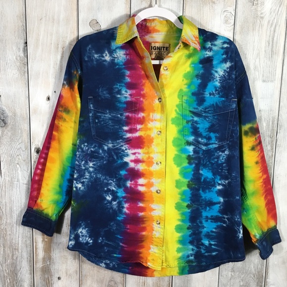 Other - 💣 Tie Dye Long Sleeve Cotton Button Front Shirt S